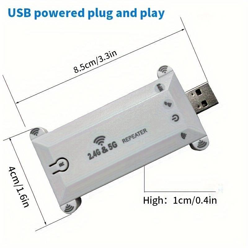 Amplificador de WiFi Doble Banda, 1 ud Repetidor de WiFi de Doble Banda Ourlife, Amplificador de Señal 5GHz y 2.4GHz con WPS, Modo AP, Control Remoto, No Resistente al Agua