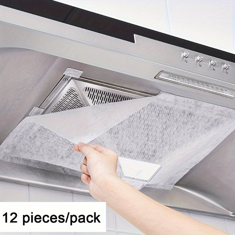 Paquete de 12 Filtros Desechables para Campana Extractora - Captura Grasa y Olores, Fácil Instalación en Ventiladores de Cocina, Compatible con la Mayoría de Campanas Estándar, Mantiene un Ambiente Fresco en la Cocina, Diseño Limpio, Filtro Reemplazable,