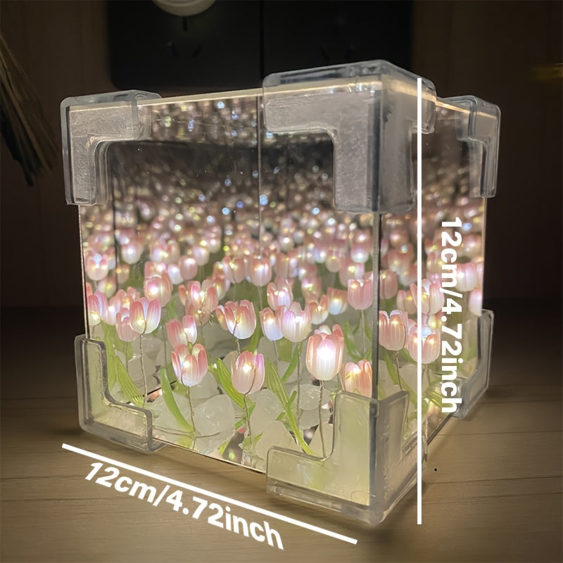 Lámpara de tulipán DIY, lámpara nocturna para armar, regalo para San Valentín, cumpleaños, decoración creativa para habitación, lámpara nocturna de flor artificial, ideal para regalos de Halloween y Navidad, obsequio de Año Nuevo, iluminación inteligente