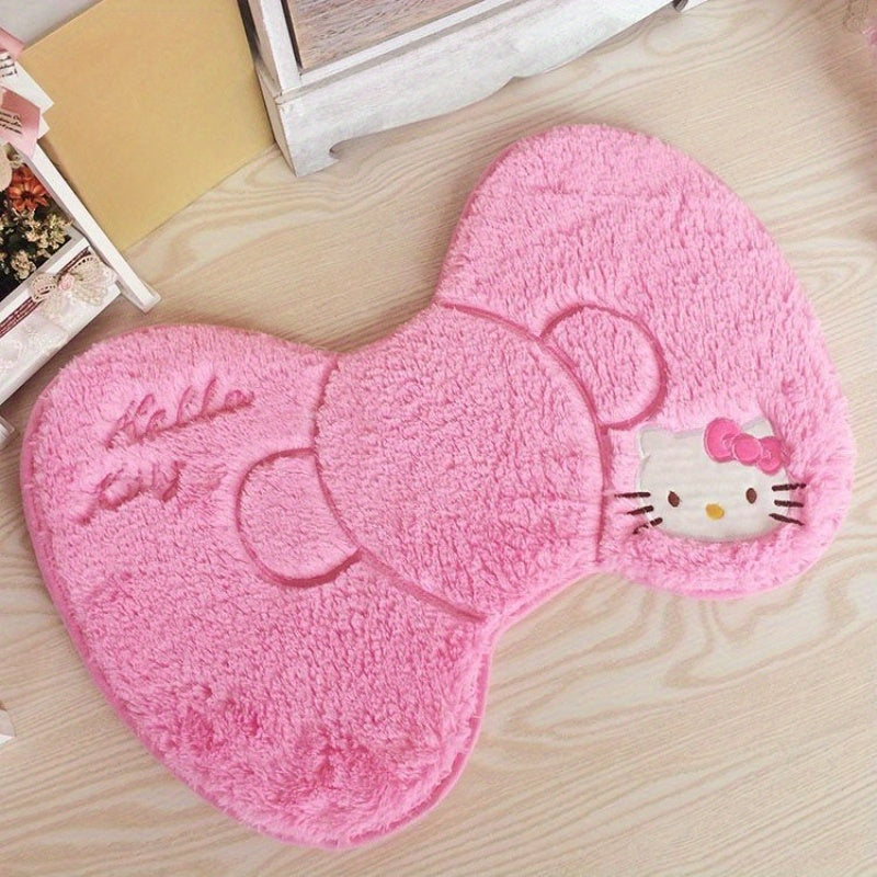 Alfombra de tela de poliéster tejido con moño de Hello Kitty de Sanrio
