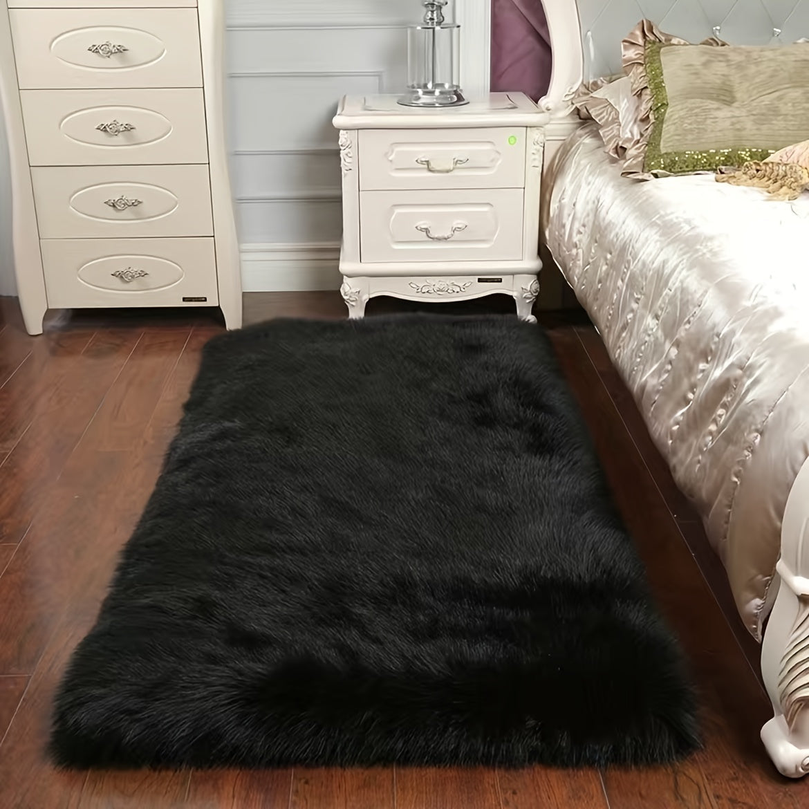 Alfombra de Área de Piel Sintética de Lujo - Gruesa, Suave y Antideslizante para Decoración de Dormitorio y Sala de Estar | Alfombra de Poliéster Lavable a Máquina Perfecta para la Temporada de Vacaciones de Invierno