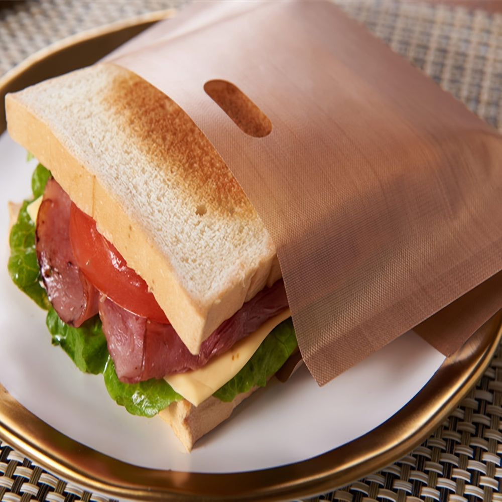 1 bolsa de tostadora reutilizable de fibra de vidrio no adherente de 6,3 x 6,5 pulgadas - Ideal para queso fundido, sándwiches, pizza, paninis y pan con ajo - Segura para microondas, horno o parrilla, diseño seguro para alimentos, bolsa de tostadora