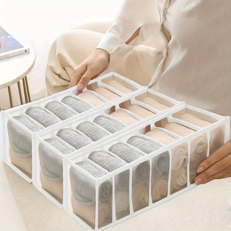 Organizador de Ropa Interior y Calcetines de 7 Compartimentos para Ahorrar Espacio - Solución de Almacenamiento Multifuncional para el Hogar, Dormitorio, Residencia Universitaria