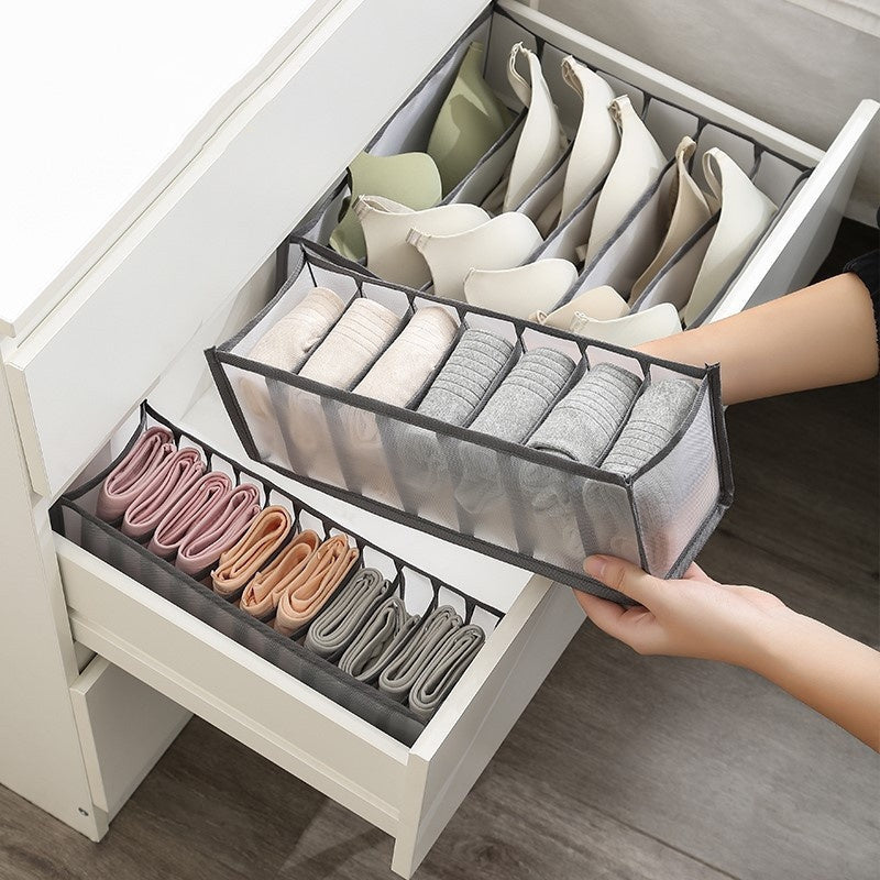 Organizador de Ropa Interior y Calcetines de 7 Compartimentos para Ahorrar Espacio - Solución de Almacenamiento Multifuncional para el Hogar, Dormitorio, Residencia Universitaria