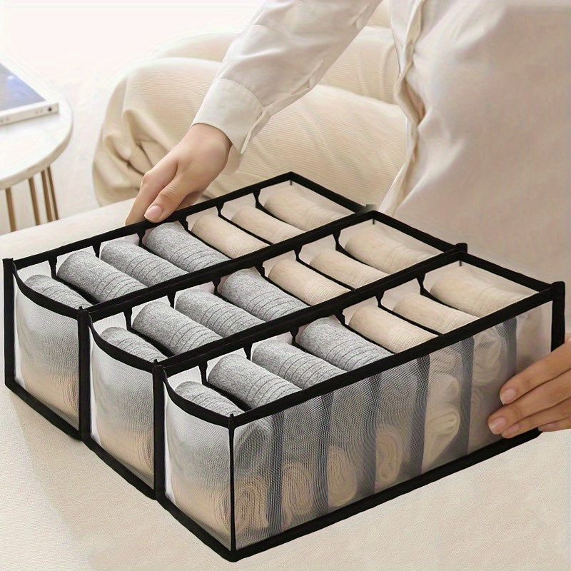 Organizador de Ropa Interior y Calcetines de 7 Compartimentos para Ahorrar Espacio - Solución de Almacenamiento Multifuncional para el Hogar, Dormitorio, Residencia Universitaria