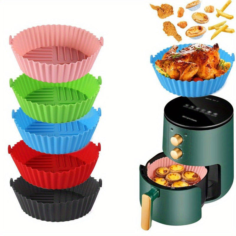 Revestimientos de Silicona para Freidoras de Aire - Reutilizables, No Inflamables, Insertos de Silicona Multiusos para Freidoras de Aire, Hornos y Microondas - Accesorio de Cocina para Hornear y Cocinar, Limpieza Fácil y Práctica