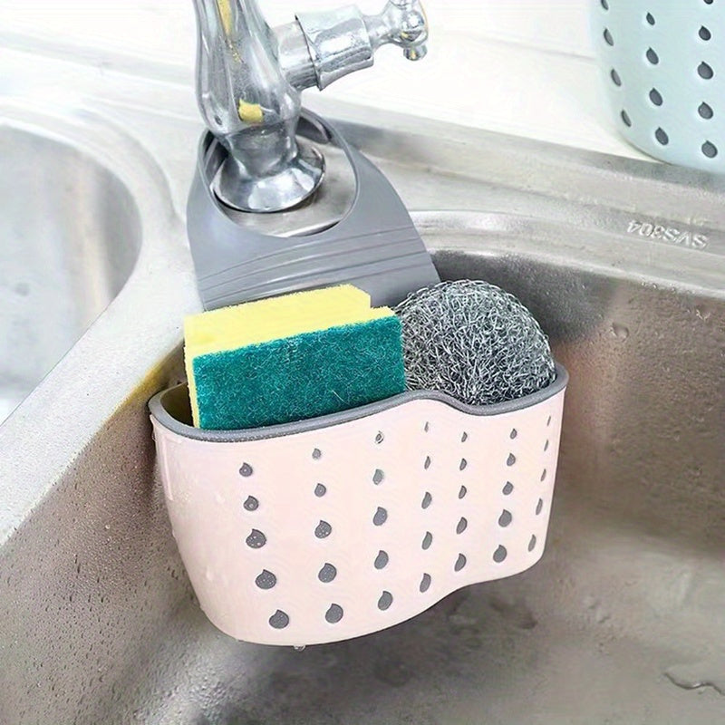 Organizador de Fregadero de Cocina que Ahorra Espacio con Porta Jabón y Paño de Cocina - Cesta de Drenaje Colgante Ajustable para Almacenamiento Eficiente