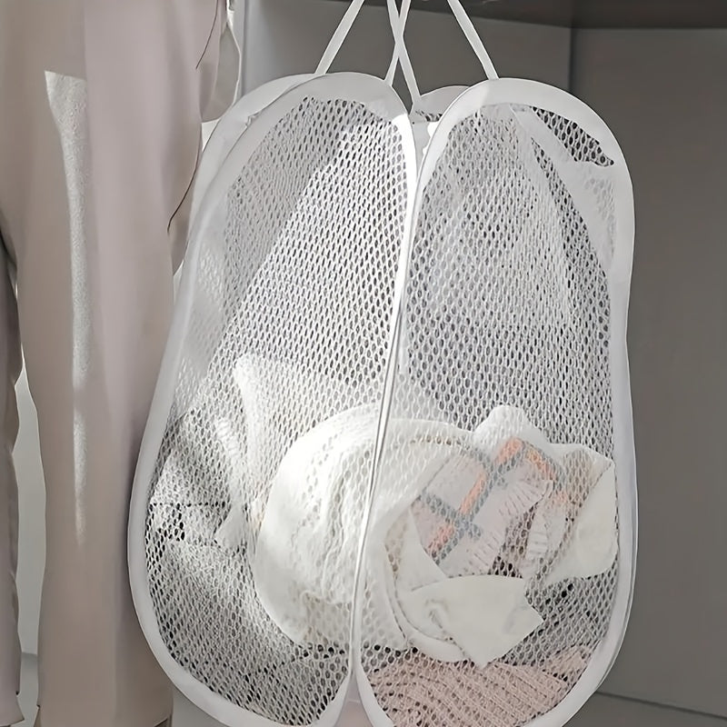 Cesta de ropa plegable de malla con asas - Cesta de ropa sucia de alta capacidad plegable para almacenamiento en baño, dormitorio y dormitorio - No requiere instalación, uso sin electricidad