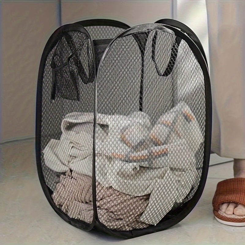 Cesta de ropa plegable de malla con asas - Cesta de ropa sucia de alta capacidad plegable para almacenamiento en baño, dormitorio y dormitorio - No requiere instalación, uso sin electricidad