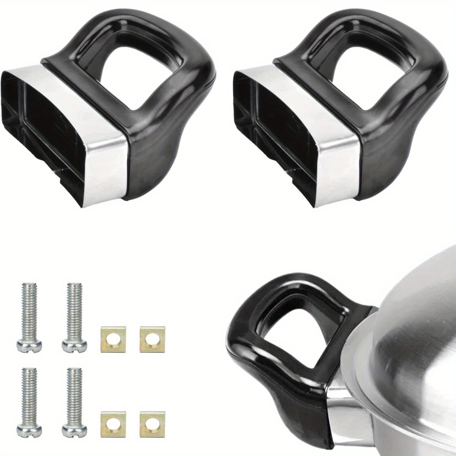 2 juegos de Mango de Soporte Lateral para Cocina, Mango de Oreja para Sartén de Presión, Mango Lateral Universal para Utensilios de Cocina, Mango de Oreja para Olla de Sopa y Olla a Presión, Mango de Reemplazo para Olla, Accesorios para Ollas
