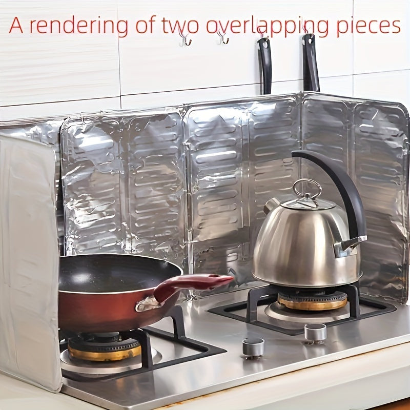 2 Piezas de Protector Antisalpicaduras de Aluminio para Cocina - Resistente al Calor y a Prueba de Aceite, Adecuado para Estufas de Gas e Inducción, Escudo Anti-Salpicaduras No Comestible, Barrera de Aceites para Cocinar, Protector de Encimera Doméstico