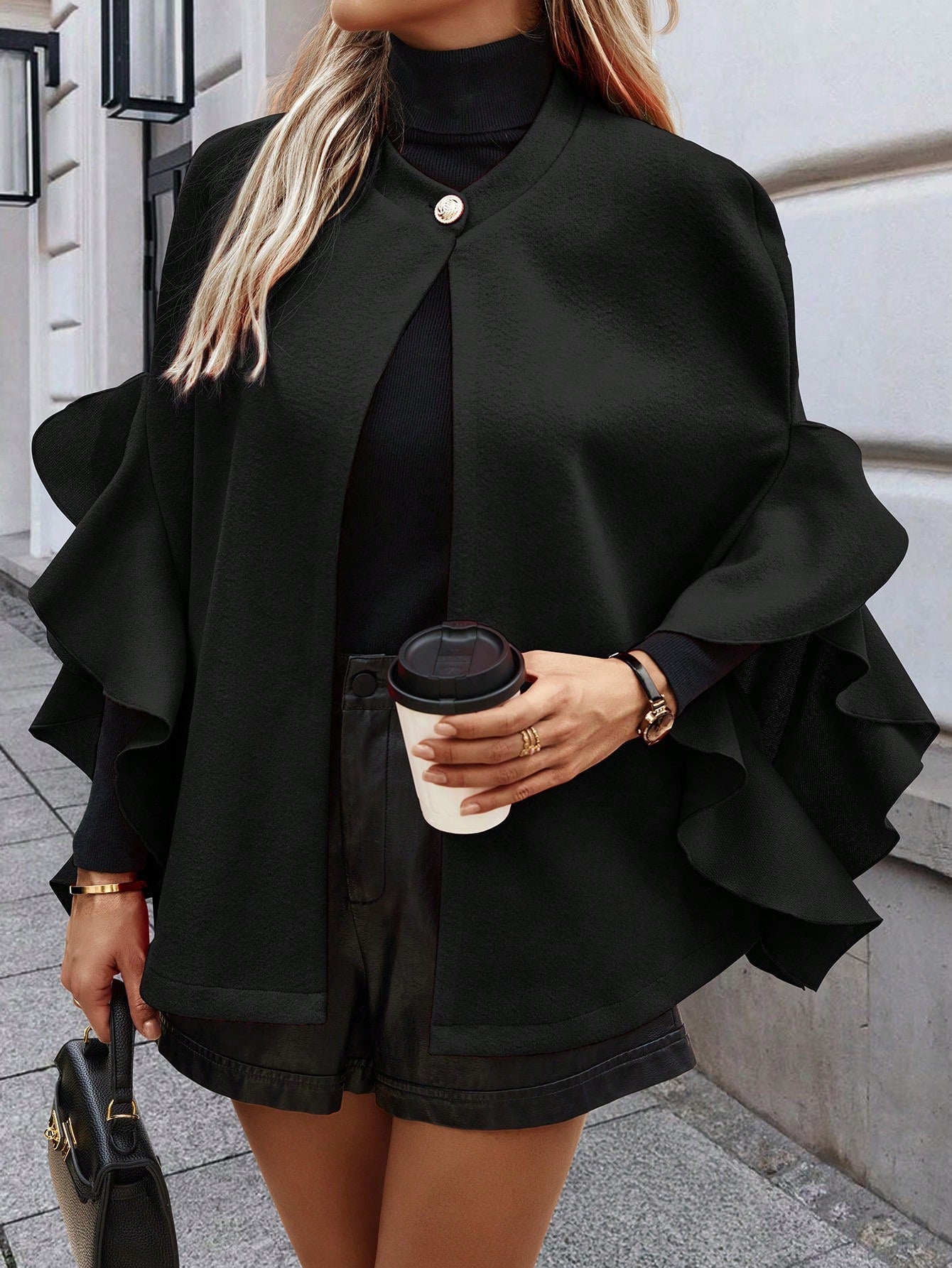 Clasi sueter de lana minimalista de unicolor con botones al frente y manga larga para mujer, uso casual diario