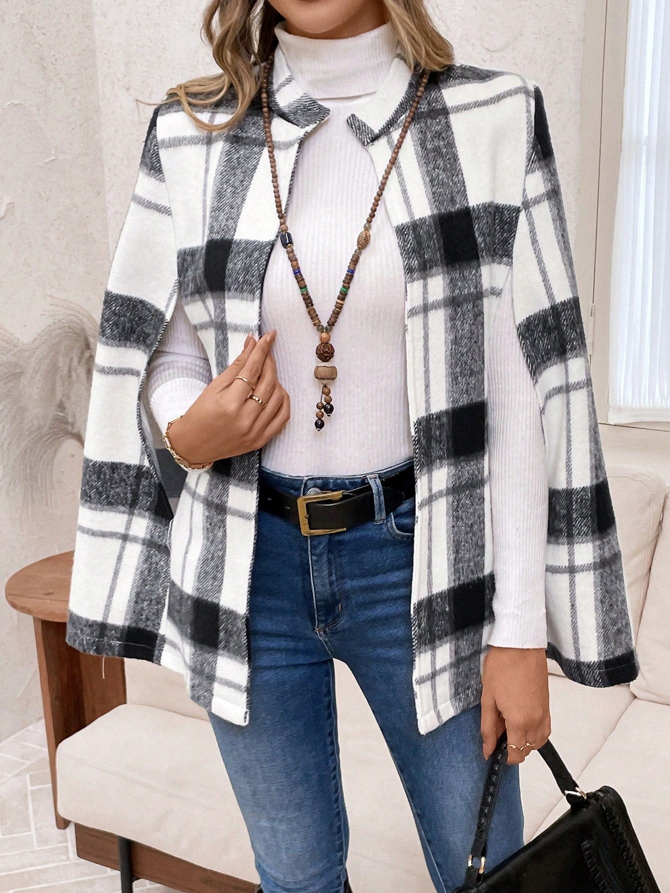 Emery rose ropa de otono para mujer, abrigo de lana con estilo de capa elegante para mujer, ropa de oficina para mujer