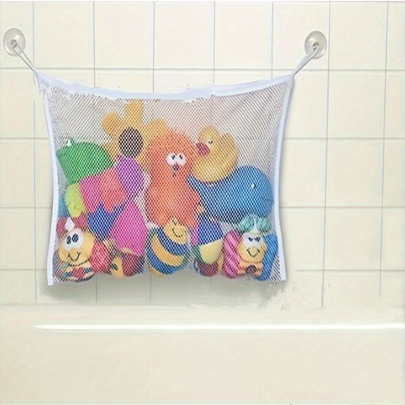 Bolsa de almacenamiento de juguetes de baño, organizador de juguetes de malla con taza de succión, bolsa colgante para baño, cocina, organización de armario, impermeable, duradera, porta-juguetes multicolor para el hogar