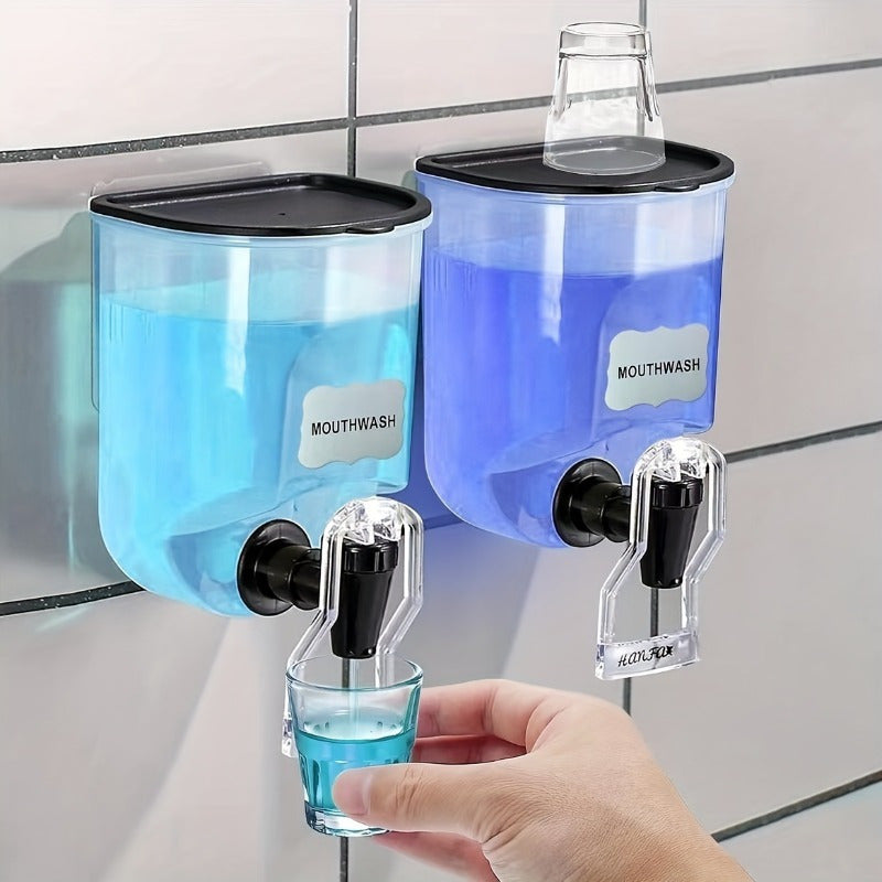 1/2 pzs Dispensador de Enjuague Bucal Duradero Montado en la Pared, Contenedor de Plástico de 21 oz, No Se Necesita Electricidad, Accesorio de Almacenamiento y Organizador de Baño