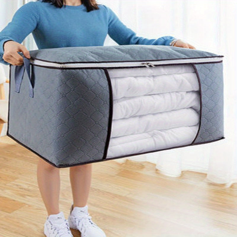 Bolsa de almacenamiento para viajes, práctica bolsa protectora para ropa, 1 pieza extra grande en gris, bolsa para edredones y cobijas, resistente, organizador plegable con cierre de cremallera, para guardar debajo de la cama o en el armario, fabricada e