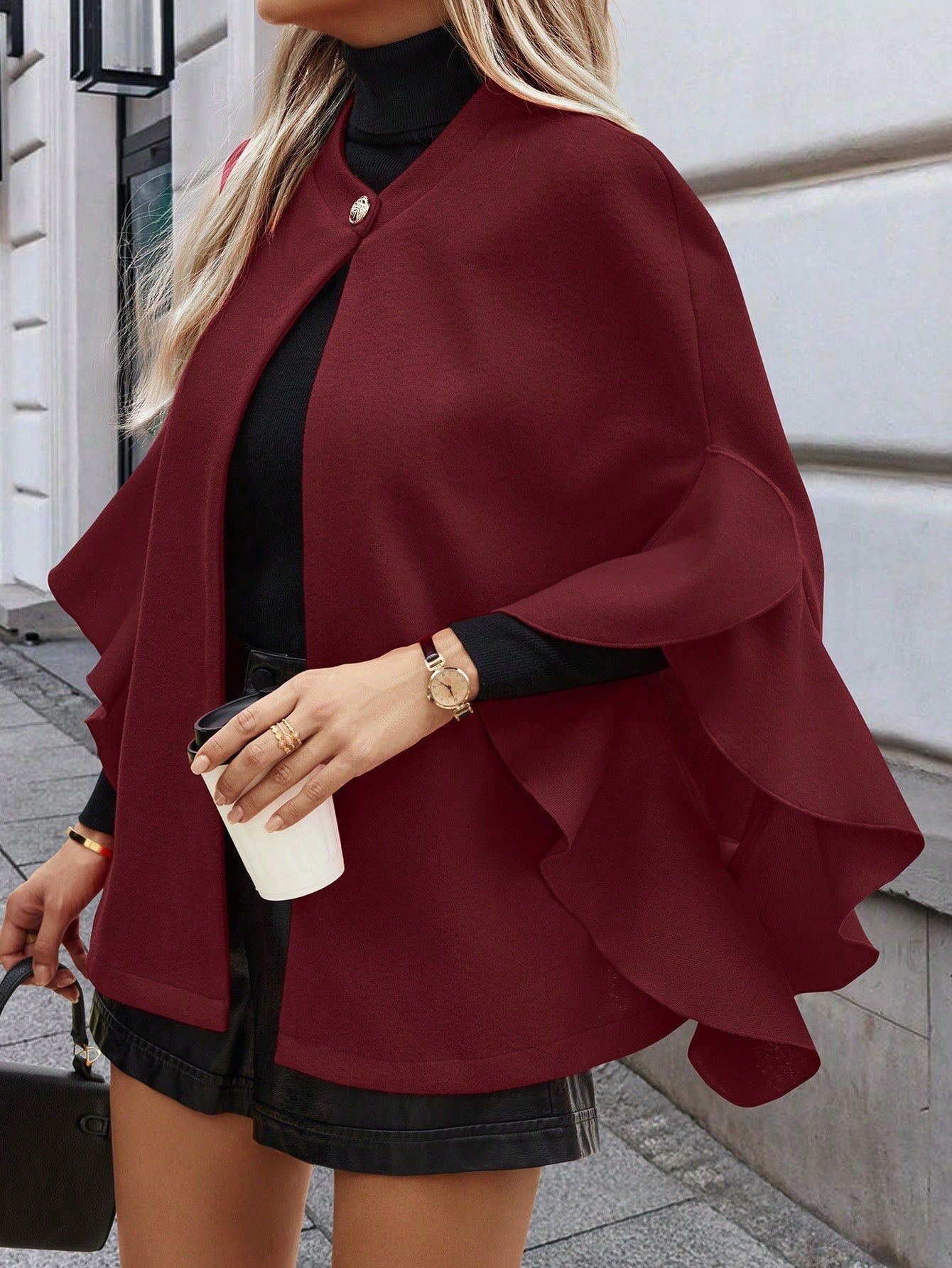 Clasi chaqueta sencilla de unicolor con botones delanteros para mujer, use casual de todos los dias