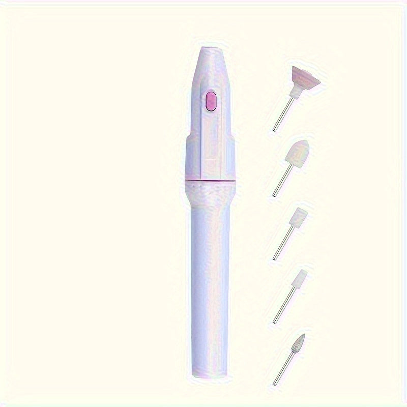 5 en 1, conjunto profesional de lima y taladro eléctricos para uñas, herramientas de manicura y pedicura con piezas intercambiables, no necesita fuente de alimentación, sin fragancia, esenciales para el arte de las uñas, manicura elegante, herramienta mu