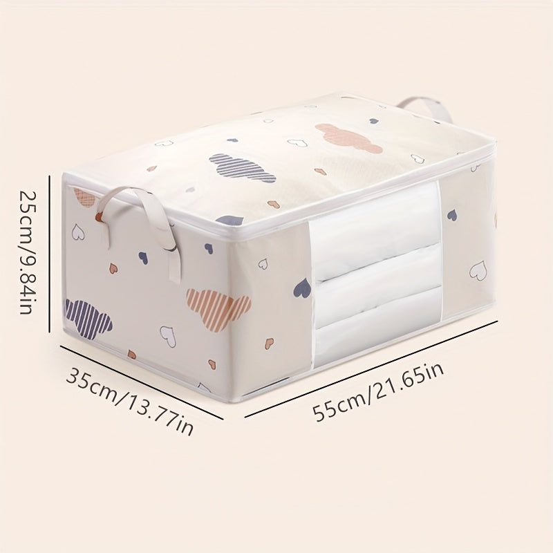 Bolsa de almacenamiento extra grande de lona con cierre y asas, organizador a prueba de polvo para ropa, edredones y más, accesorio elegante para organizar el hogar