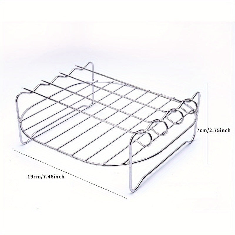 Rejilla para Freidora de Aire de Acero Inoxidable con 4 Opciones de Asado - Rejilla Multiusos para Horno y Microondas, BBQ, Horneado y Parrillada - Accesorios Duraderos y Fáciles de Limpiar, Esenciales para Barbacoa, Diseño Compacto y Resistente, Ideal p