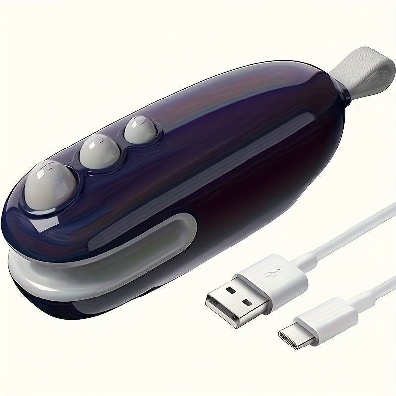 Mini sellador y cortador de bolsas USB compacto y recargable - Sellador de calor magnético portátil para la frescura de los alimentos, perfecto para uso en la oficina, batería de litio de 400-1,44 mAh, blanco, sellado de bolsas de snacks | Dispositivo po