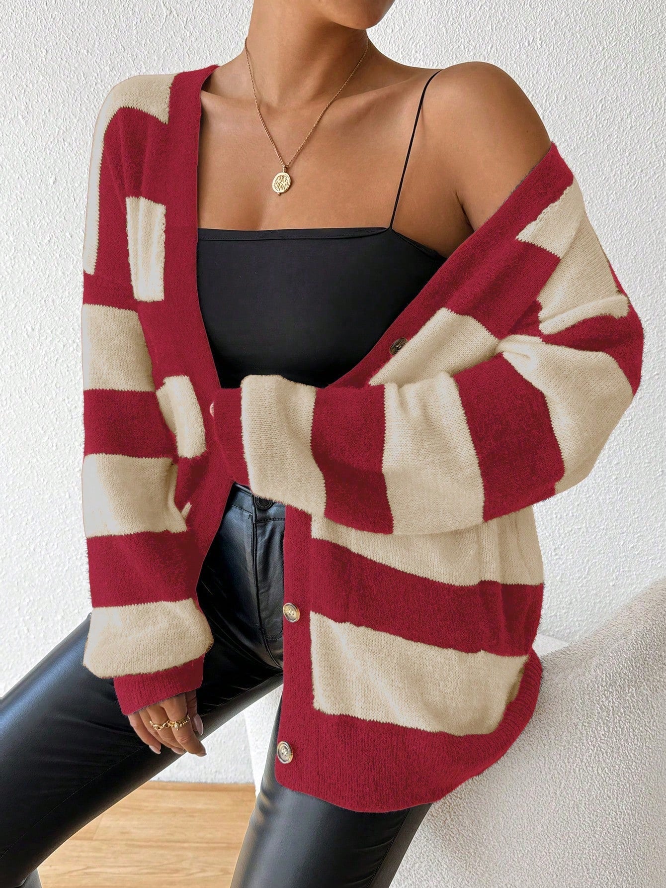 Essnce nueva moda sueter de lana de imitacion de vison con rayas para mujer, otono/invierno