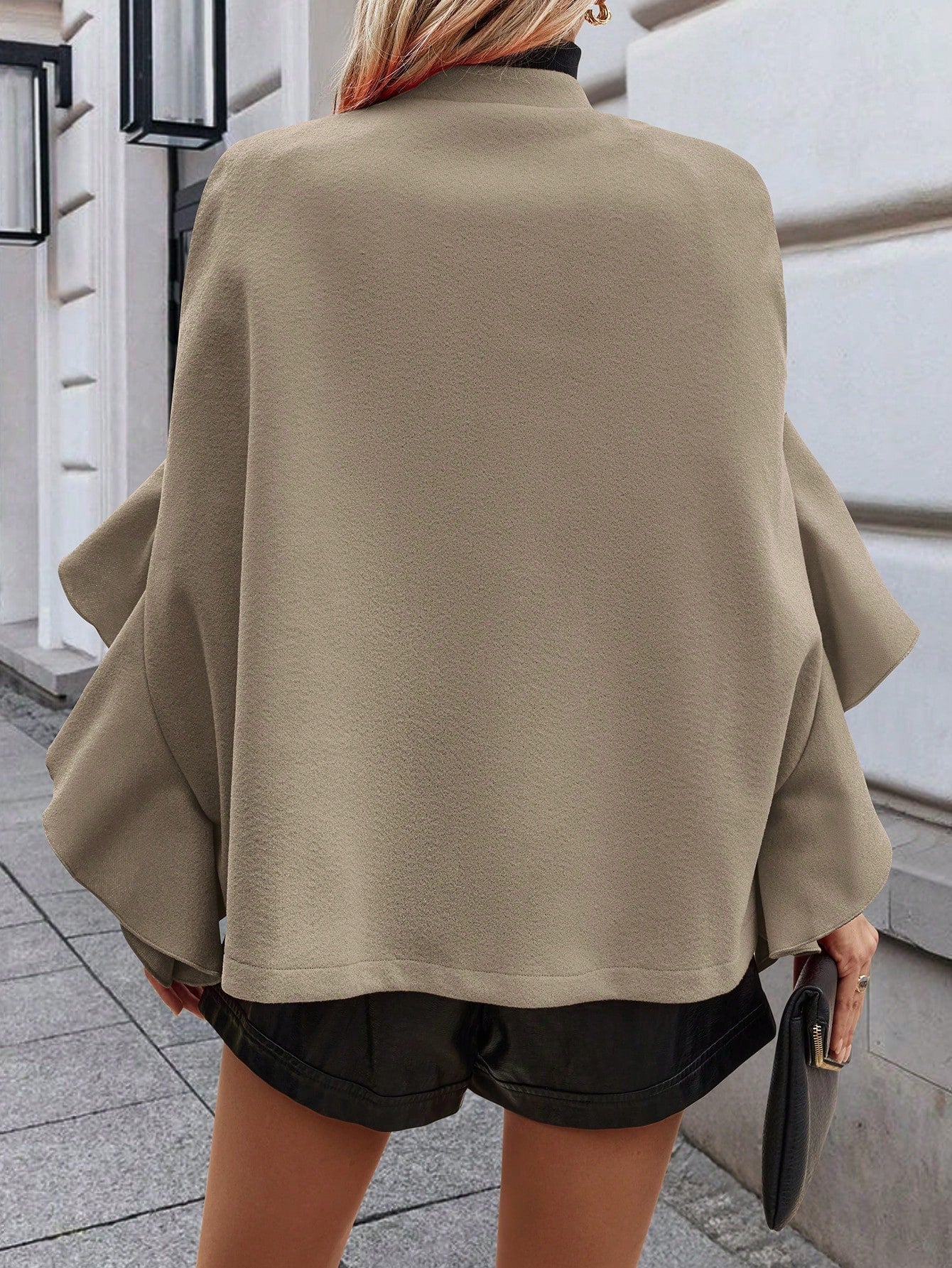 Clasi sueter de lana minimalista de unicolor con botones al frente y manga larga para mujer, uso casual diario