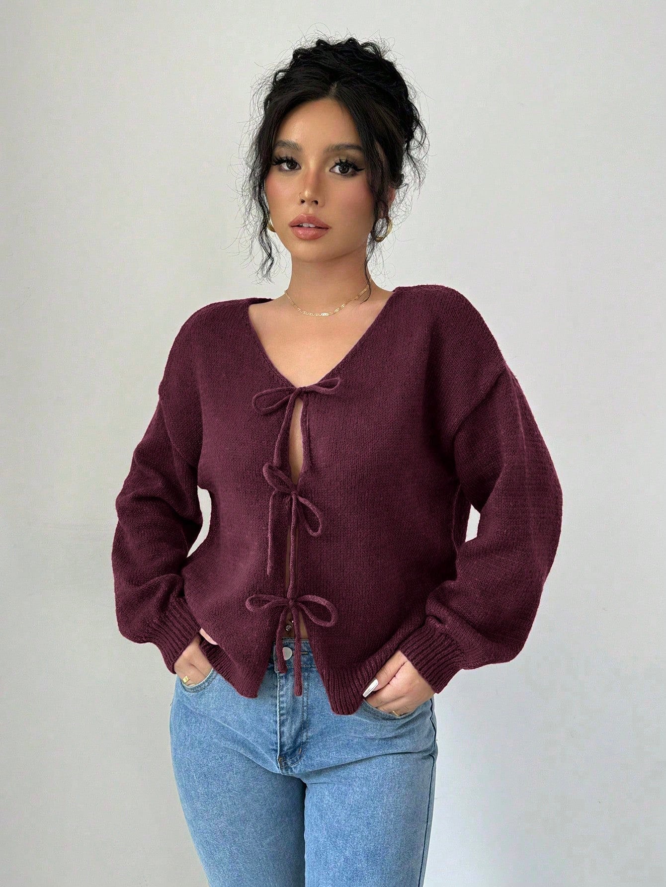 Prive chaqueta de punto con cremallera de unicolor informal, versatil para otono/invierno