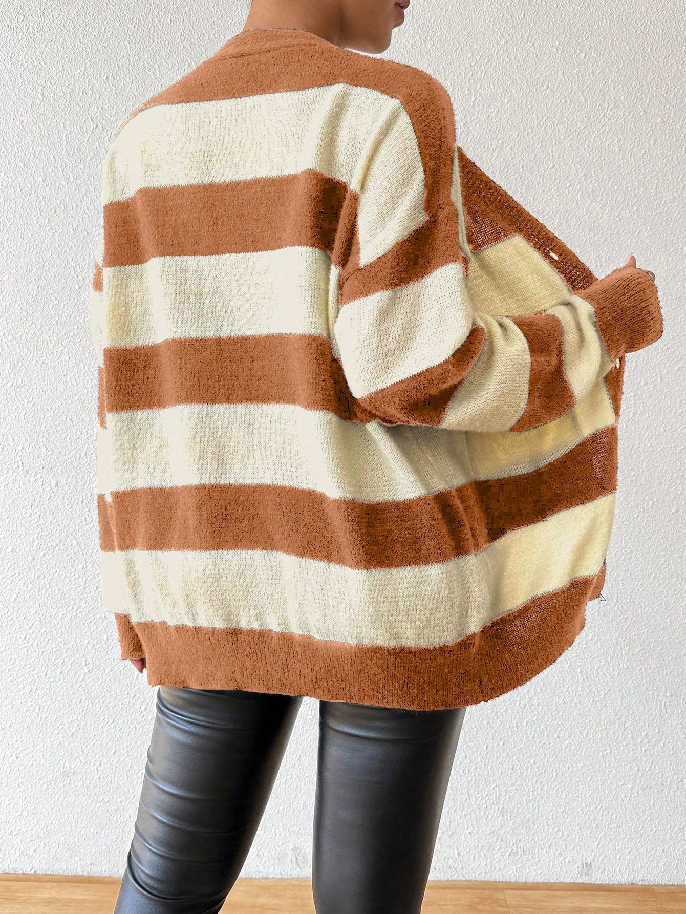 Essnce nueva moda sueter de lana de imitacion de vison con rayas para mujer, otono/invierno
