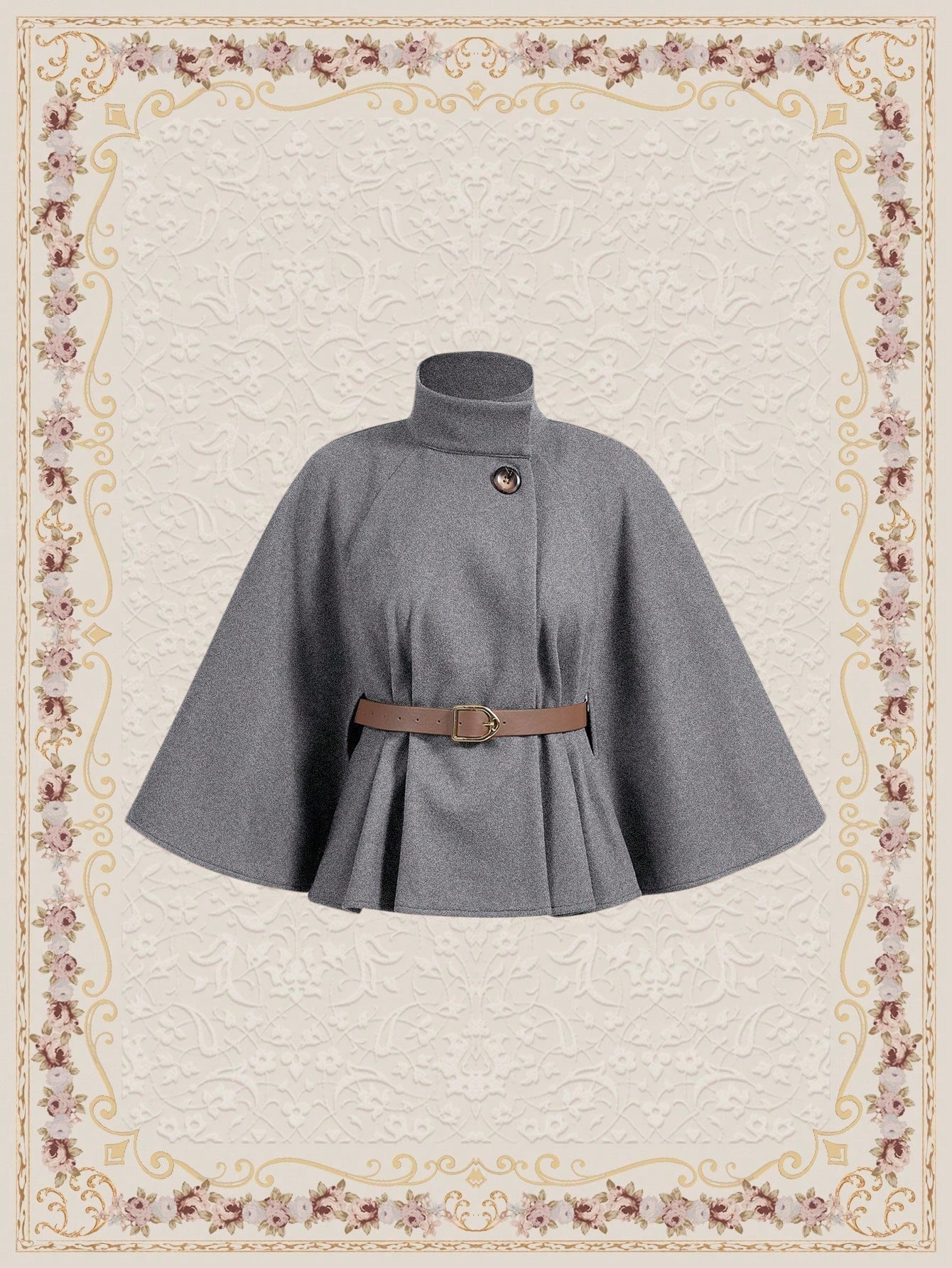 Vintamour abrigo capa elegante con cuello de pie de unicolor para mujer, para otono/invierno