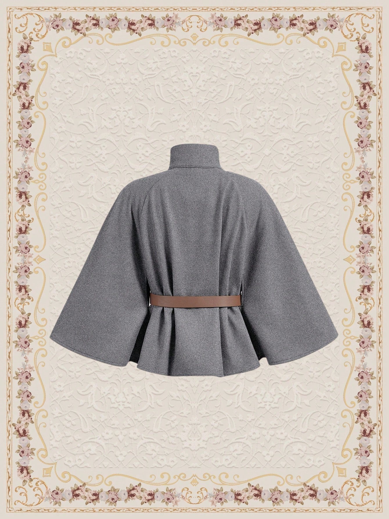 Vintamour abrigo capa elegante con cuello de pie de unicolor para mujer, para otono/invierno