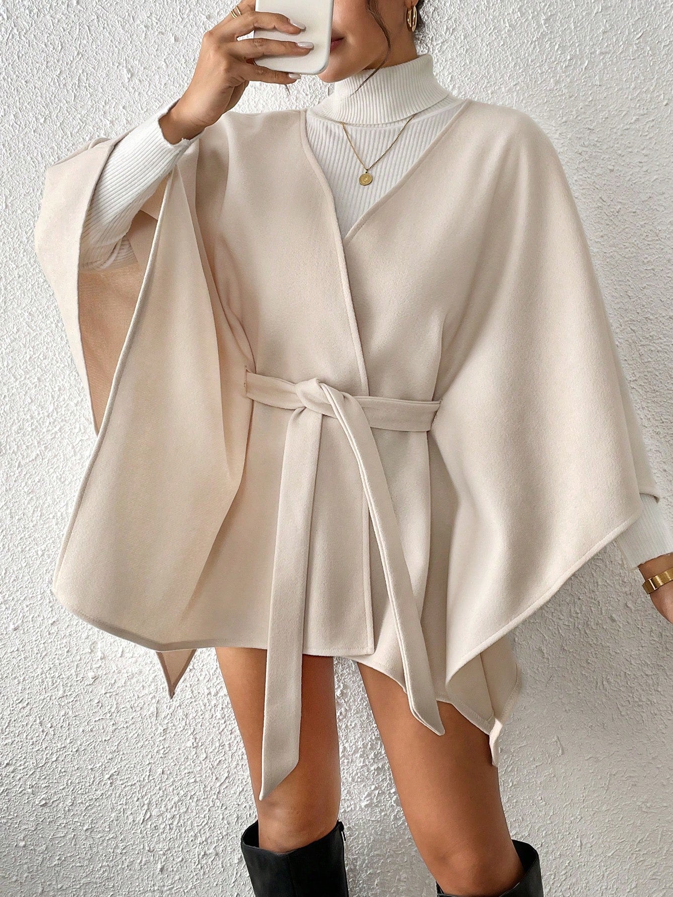 Frenchy abrigo de lana de estilo minimalista de moda, versatil y casual, para otono/invierno