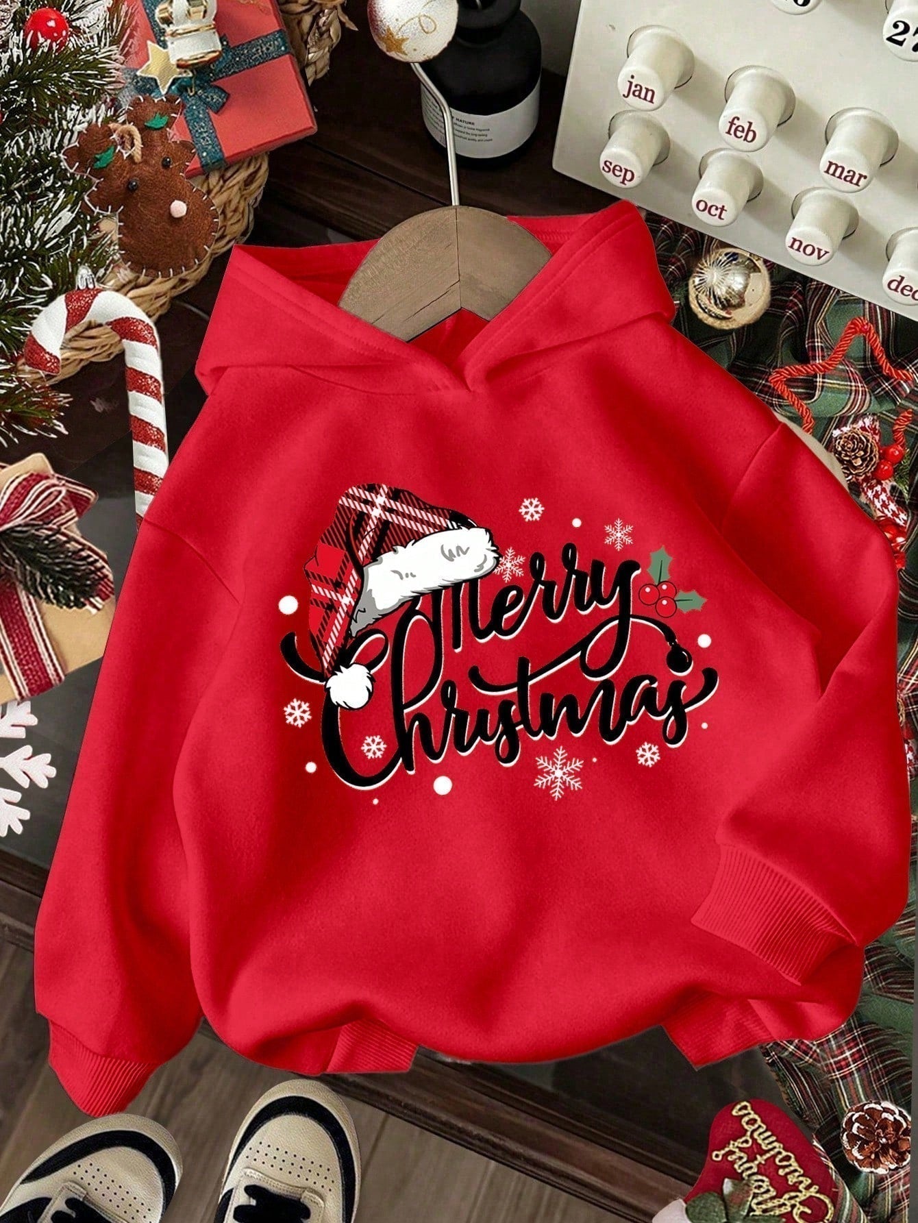Ezwear jersey holgado de manga larga con estampado de arbol de navidad y texto "feliz navidad" en estilo minimalista y vintage con estampado de leopardo, para mujer