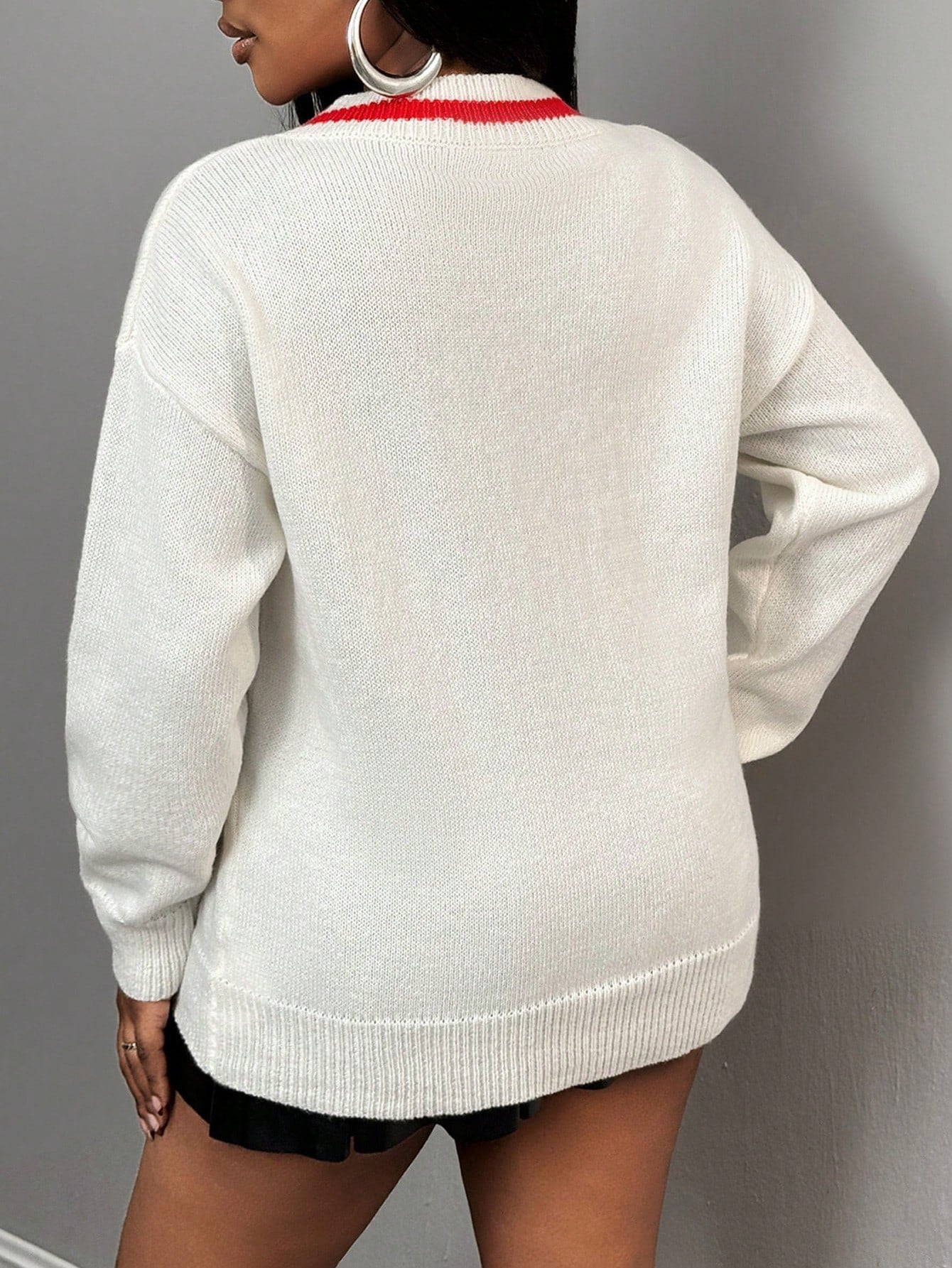 Slayr chaqueta de punto casual con patron asimetrico y contraste de color para mujer