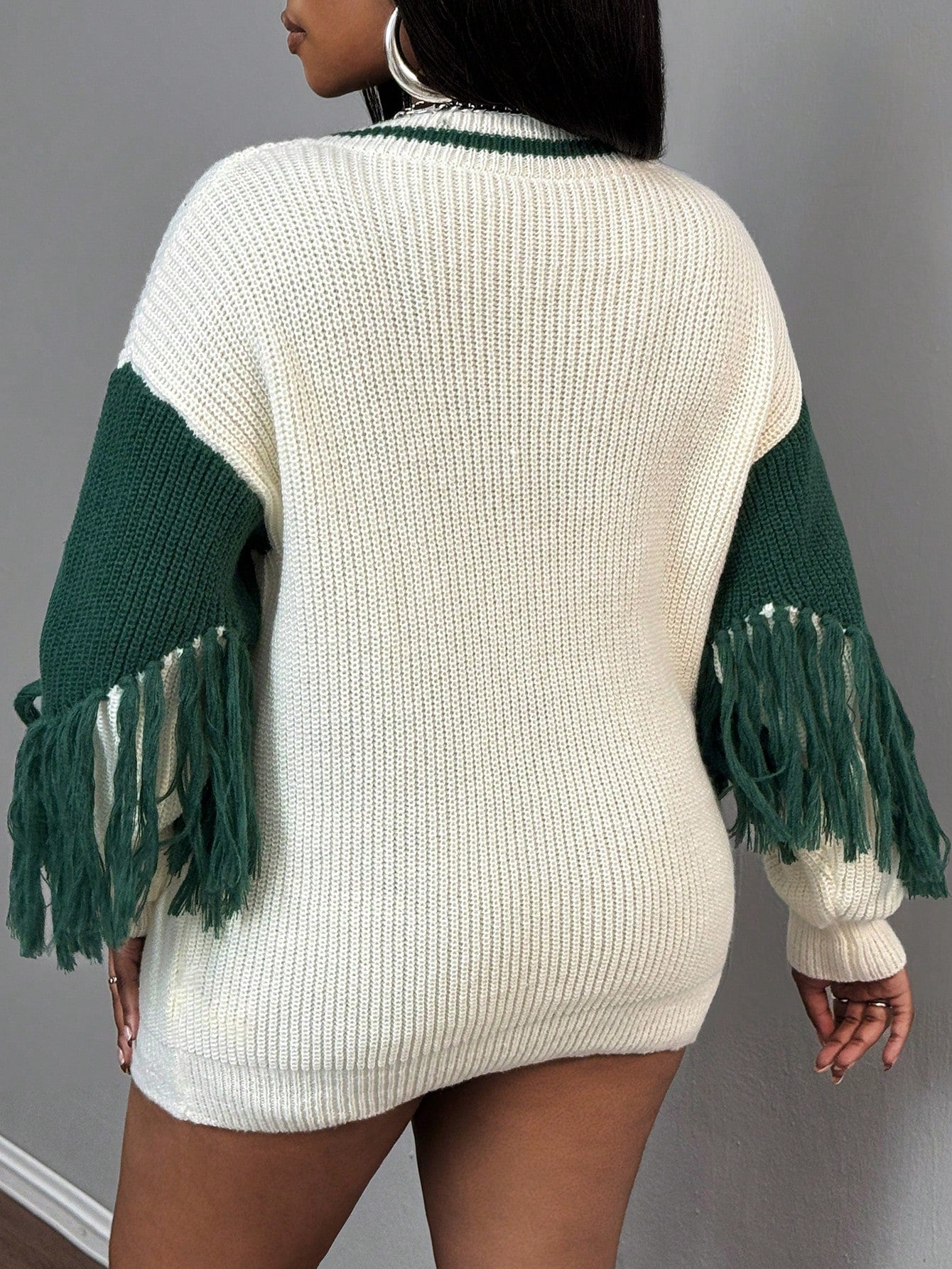 Slayr chaqueta de punto casual con patron asimetrico y contraste de color para mujer