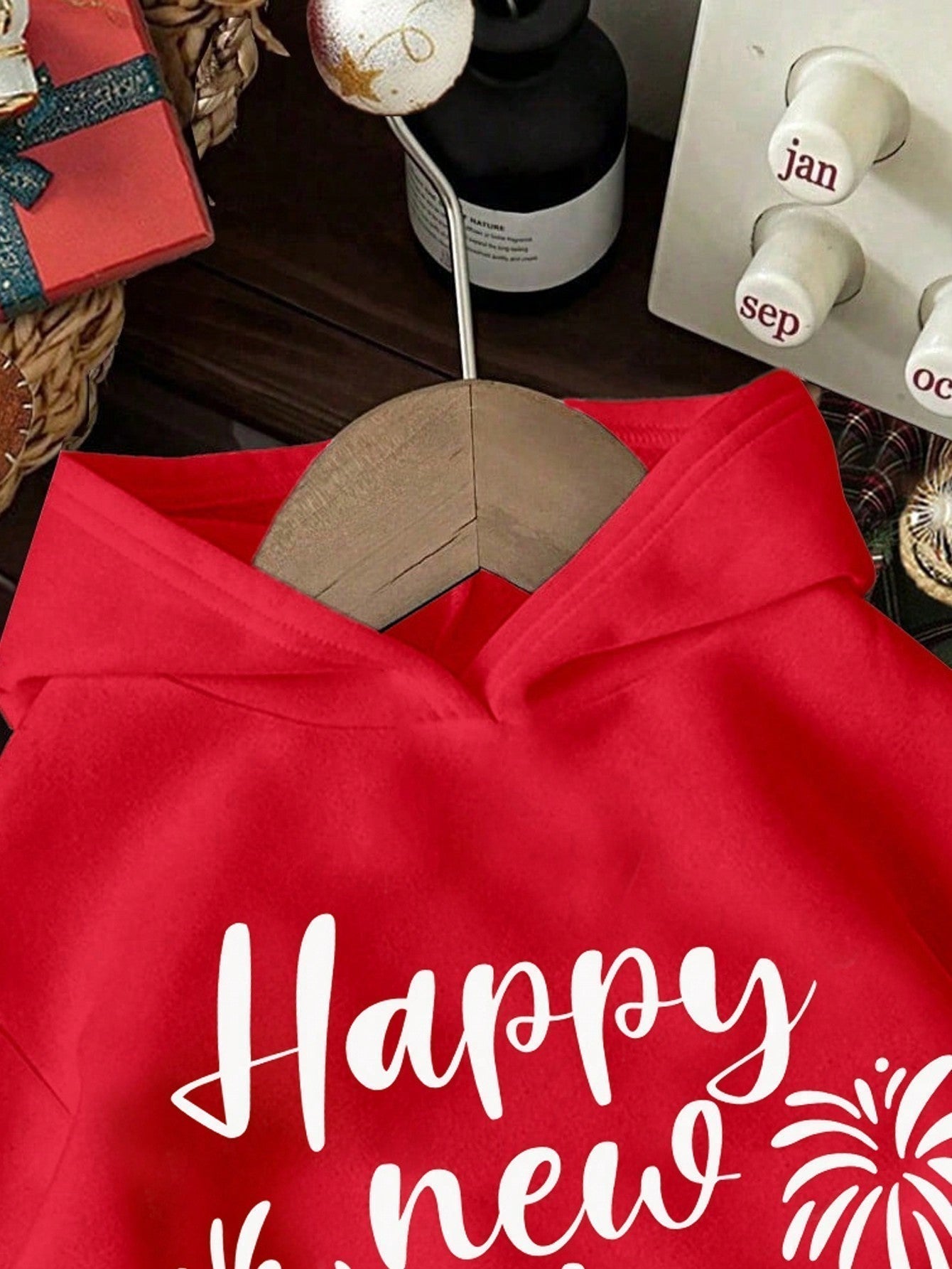 Ezwear jersey holgado de manga larga con estampado de arbol de navidad y texto "feliz navidad" en estilo minimalista y vintage con estampado de leopardo, para mujer