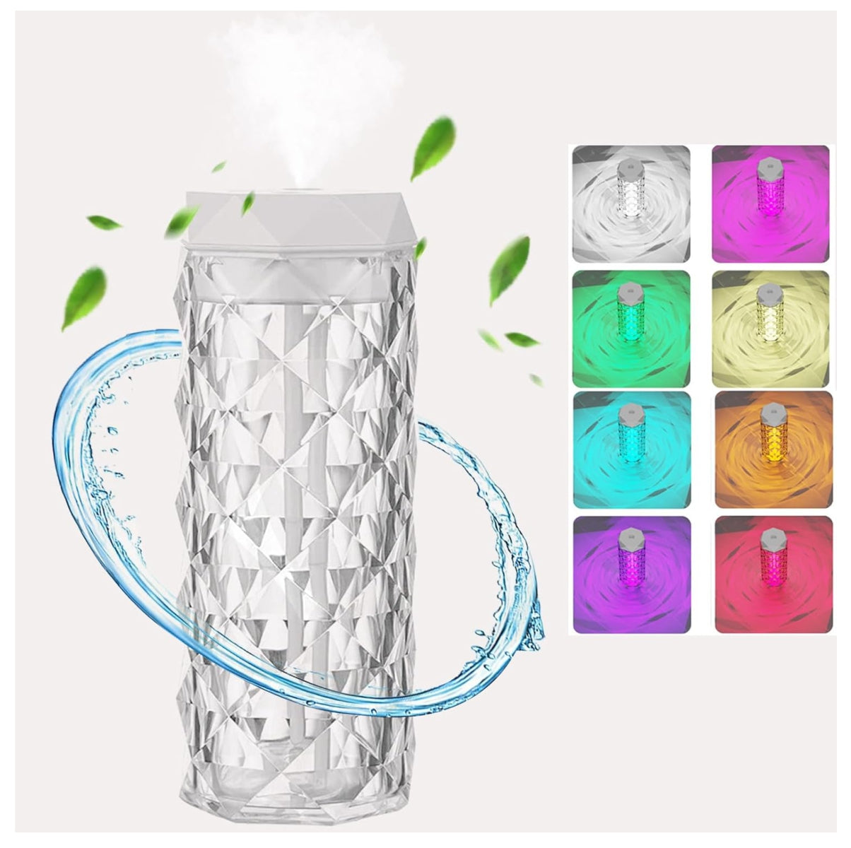 Humidificador de lámpara de cristal con luz nocturna Humidificador de niebla fría para el dormitorio del hogar