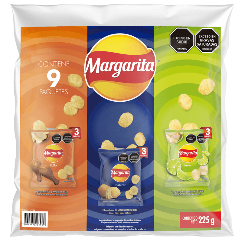 MULTIPACK MARGARITA 9U 225G SURTIDA