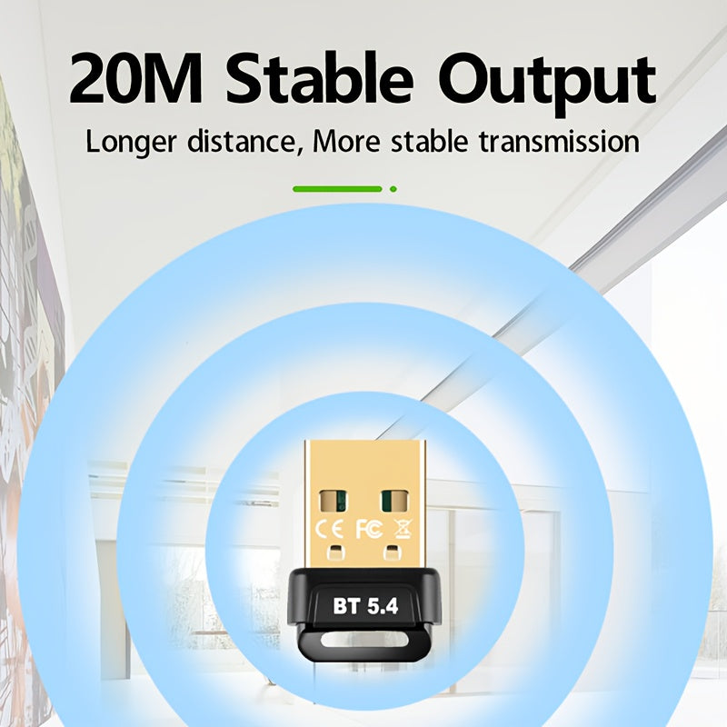 Adaptador inalámbrico USB BT 5.4 para PC, receptor de dongle inalámbrico USB, adecuado para computadoras/auriculares/teclados/mouse hablantes y otros dispositivos, plug and play para Windows11/10/8.1, compatible de forma automática con versiones anterior