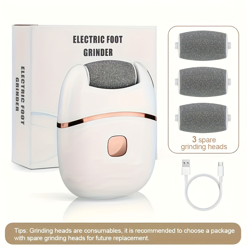Limpiador y Exfoliante de Pies Eléctrico - Dispositivo Hipoalergénico con Batería de Litio, Portátil para Cuidado de los Pies, Sin Pantalla Necesaria, Ideal para Hogar, Viajes o Salón, Diseño Elegante, Plástico Hipoalergénico, Recargable USB, Compacto, P