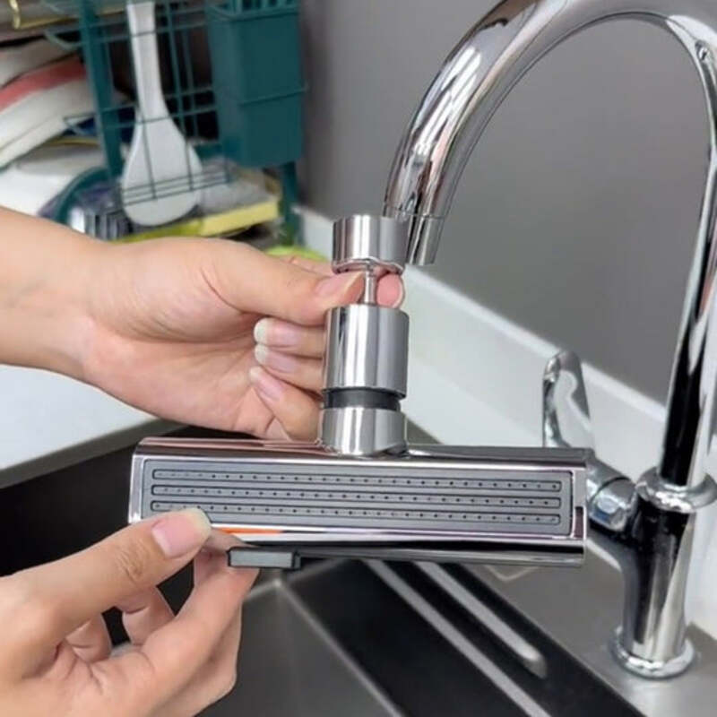 Adaptador multifunción para grifo con flujo en cascada de 3 velocidades, cabezal rociador giratorio, diseño a prueba de salpicaduras en ABS para lavabos de baño y cocina