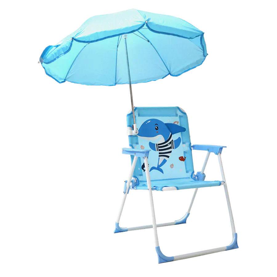 SILLA PLAYERA CON SOMBRILLA PARA NIÑOS ESTAMPADO DE TIBURON 093-557 MUNBE