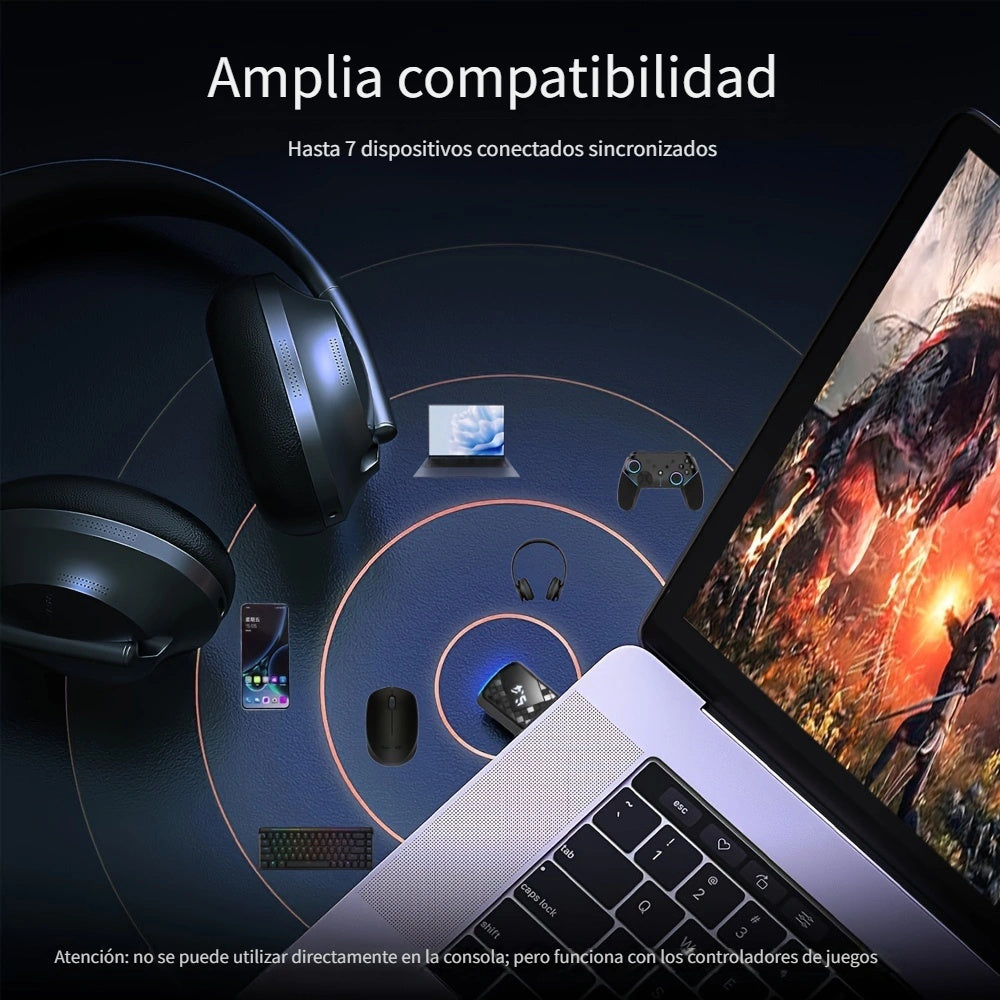 Adaptador sin varillas Wimotek 5.4 para PC/Computadora - Conectar y Listo, Compatible con Versiones Anteriores de 5.3/5.1/5.0/4.2/4.1/4.0, Sin Controladores en Windows 11/10/8.1, Conecta 7 Dispositivos al mismo Tiempo, Adaptador WiFi para PC