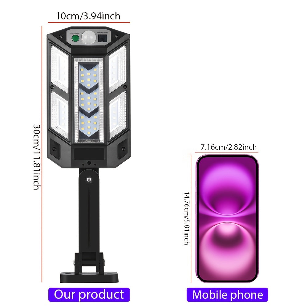 1PC Luz de Pared Solar LED con Sensor de Movimiento, Lámpara de Jardín Exterior para Seguridad y Calle con 3 Modos de Iluminación, Lámpara Solar para Patio con Batería