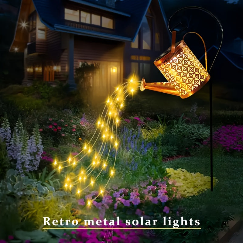 Botella de agua con energía solar y luces de cuerda, decoración de jardín al aire libre, luz solar de metal desmontable, luz colgante de montaje semi-inmerso, ideal para césped al aire libre, batería de níquel, hardware de instalación incluido, regalo pe