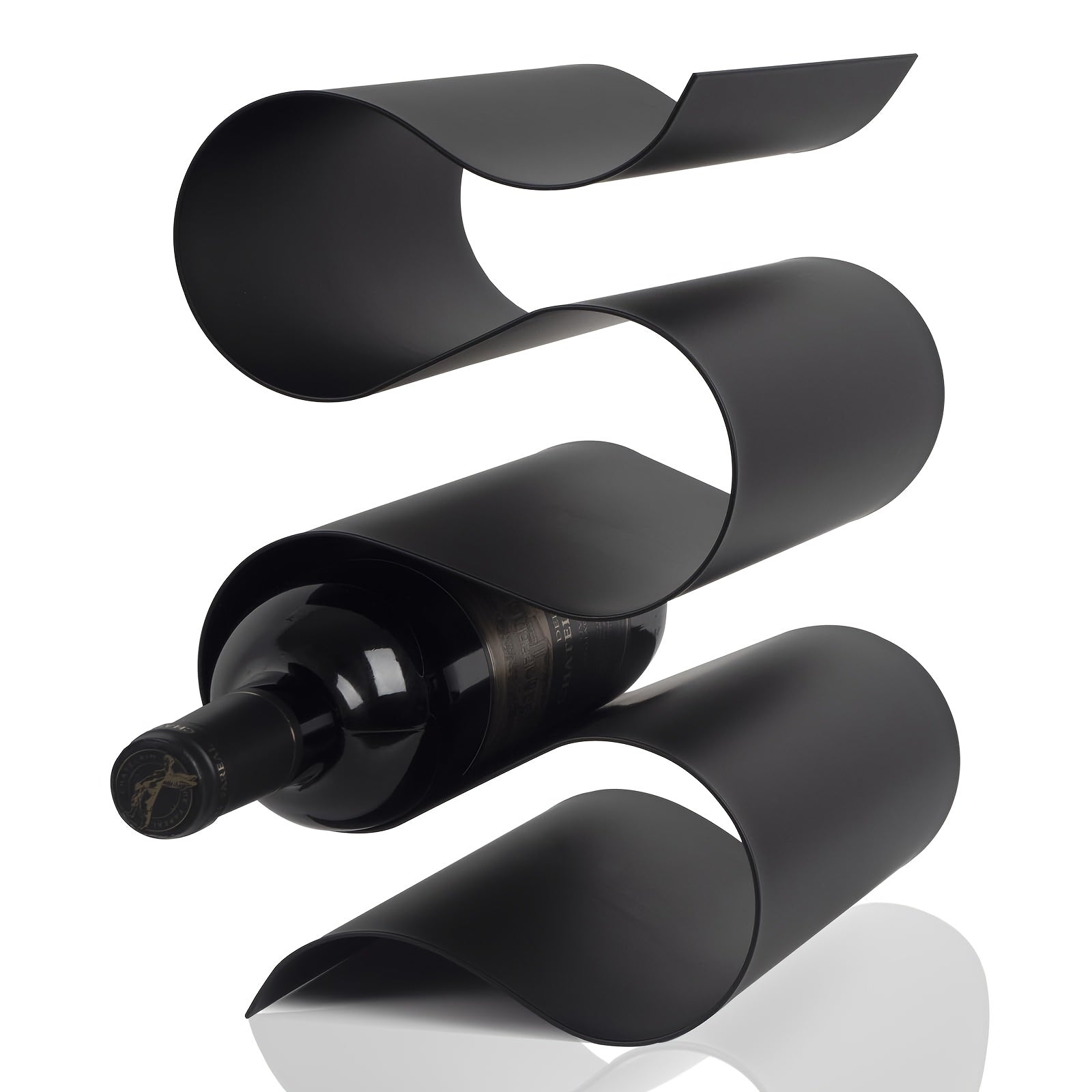 Soporte de Vino Metálico Apilable para Encimera o Armario – Soporte Moderno para Botellas de Vino en Negro y Dorado, Almacenamiento que Ahorra Espacio para Cocina, Bar o Decoración de Despensa