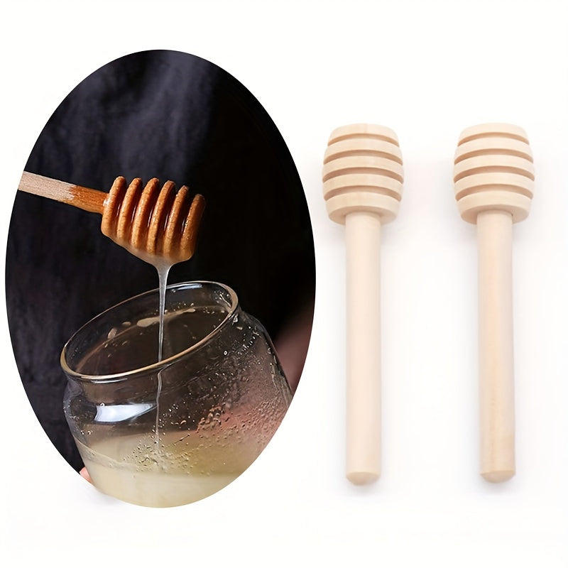 50pcs Mini Madera Miel Mezcla Barra Mango Mezcla Tarro Cuchara Natural Madera Miel Dipper Palo Cuchara Miel Palo Largo Suministros