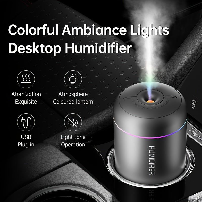 Mini humidificador colorido, humidificador de escritorio personal USB, adecuado para coches, oficinas, dormitorios, etc., con 2 modos de niebla y funcionamiento súper silencioso.