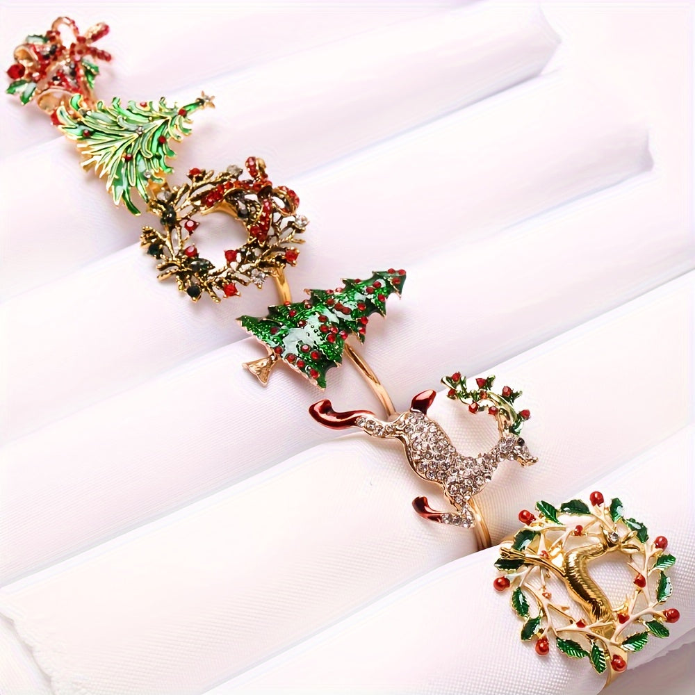 Conjunto de 6 Anillos Dorados para Servilletas para Decoración de Mesas Festivas - ¡Perfectos para Navidad, Acción de Gracias, Pascua, Cumpleaños y Más!