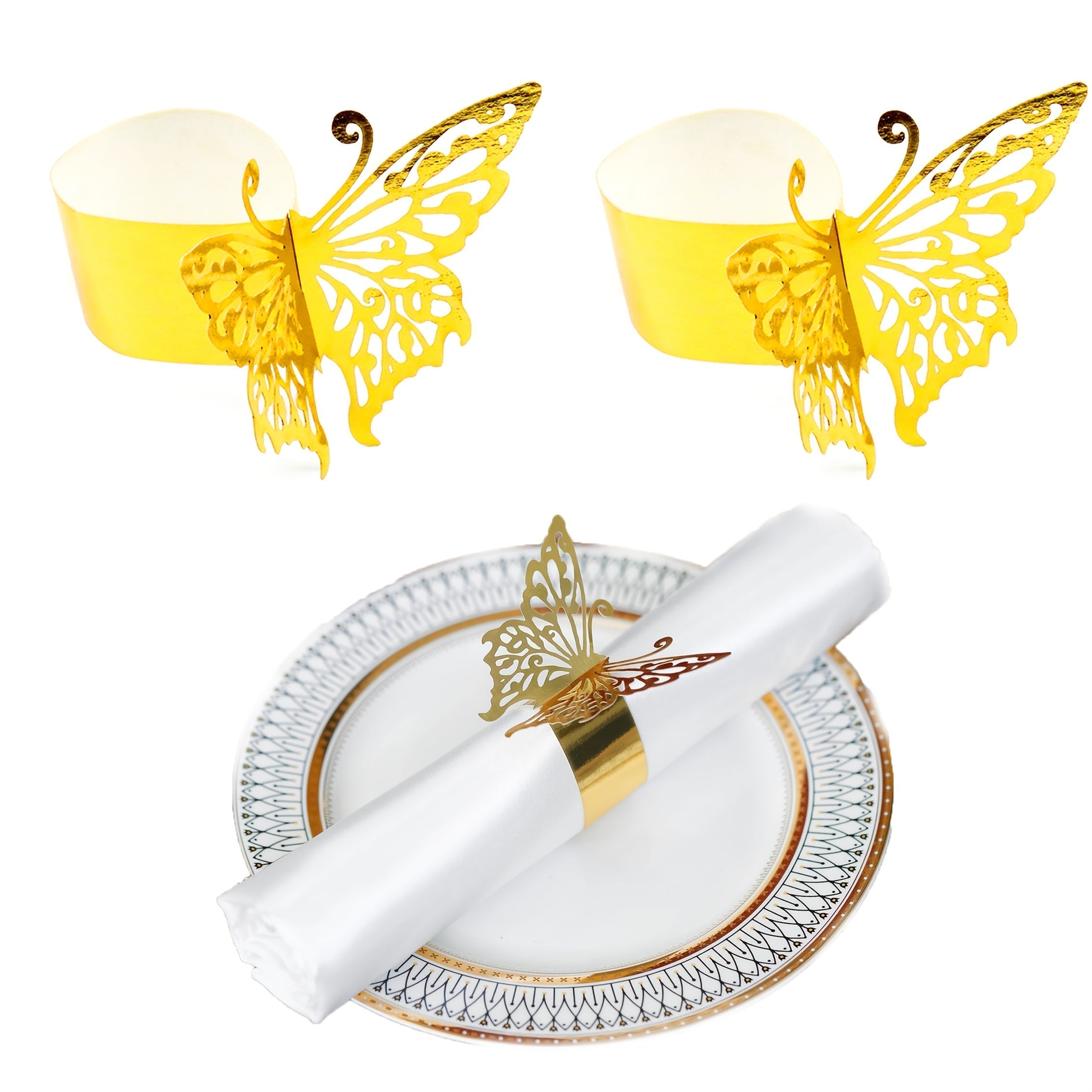 50/100 piezas, anillos para servilletas de mariposa, anillos para servilletas de decoración de cumpleaños, granja, boda, restaurante, hotel, Día de San Valentín, banquete, decoración de mesa de bufé, regalos de fiesta, decoración de mesa familiar